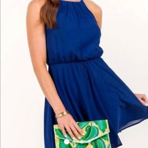 francescas oxford blue solid lush dress